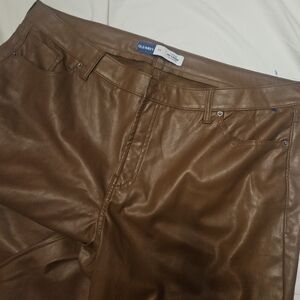 Old Navy Cognac Faux Leather Pants